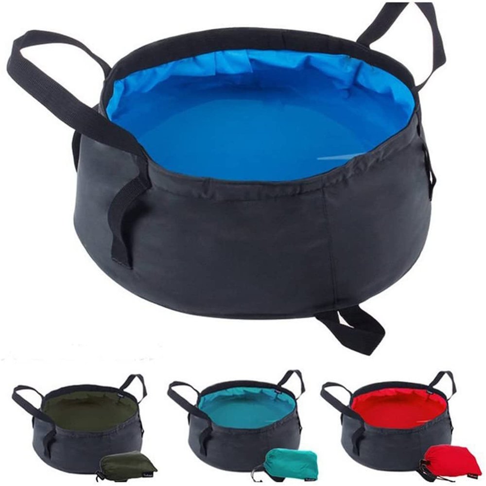 Portable Travel Outdoor Camping Hiking Wash Basin Bucket Sink Folding Camp Picnic Vegetables Basin Bucket Travel Footbath Foot Soak Basin Washbasin Fishing Bucket with Carrying Pouch, 8.6L