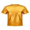 YEAHDOR Kids Metallic Shiny T-Shirt Hip Hop Modern Dance Top Jazz Party Performance Dancewear Gold 11-12 Years view 1