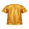 YEAHDOR Kids Metallic Shiny T-Shirt Hip Hop Modern Dance Top Jazz Party Performance Dancewear Gold 11-12 Years view 2