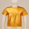 YEAHDOR Kids Metallic Shiny T-Shirt Hip Hop Modern Dance Top Jazz Party Performance Dancewear Gold 11-12 Years view 4
