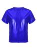 YEAHDOR Kids Metallic Shiny T-Shirt Hip Hop Modern Dance Top Jazz Party Performance Dancewear Royal Blue 5-6 Years view 1
