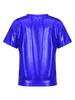YEAHDOR Kids Metallic Shiny T-Shirt Hip Hop Modern Dance Top Jazz Party Performance Dancewear Royal Blue 5-6 Years view 2