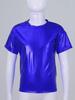 YEAHDOR Kids Metallic Shiny T-Shirt Hip Hop Modern Dance Top Jazz Party Performance Dancewear Royal Blue 5-6 Years view 4