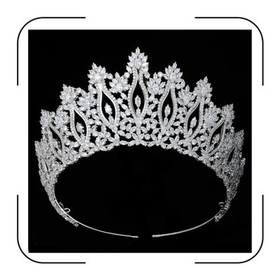 Silver Cubic Zirconia Bridal Crown for Women