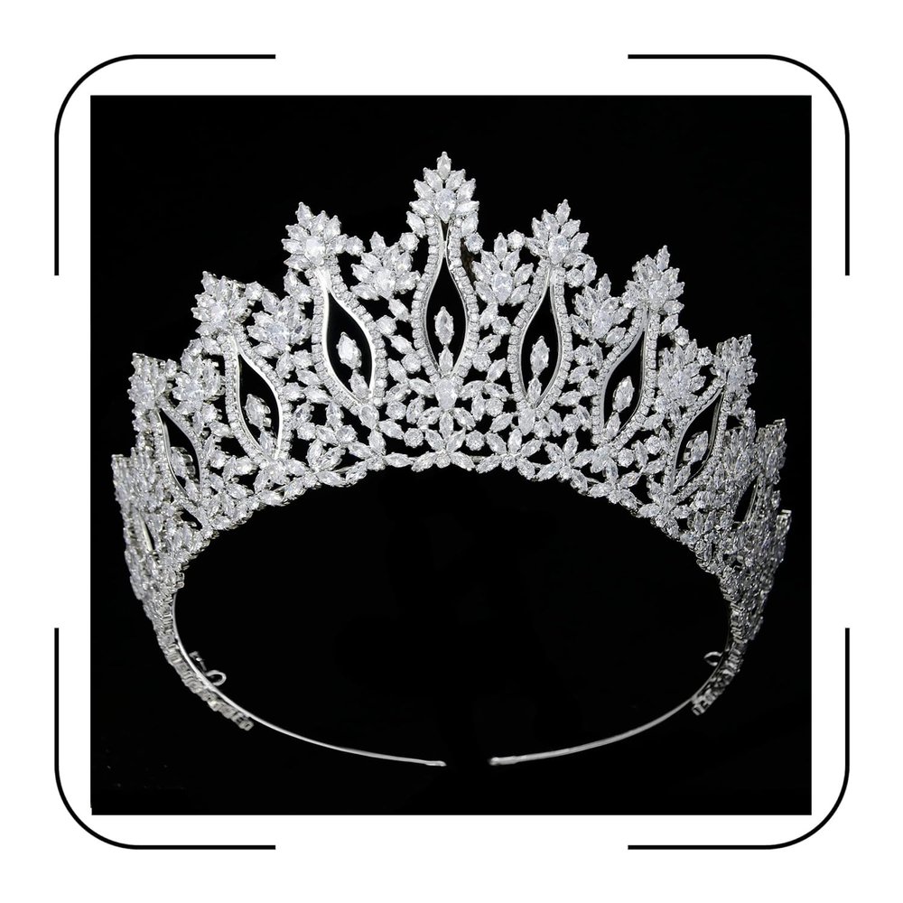 Silver Cubic Zirconia Bridal Crown for Women