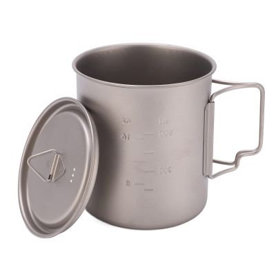Pilipane 750ml Outdoor Titanium Water Mugs with Folding Handles,Beer Mug, Portable Camping Titanium Water Cup, Shatterproof Tea Cups, Travel Camping Mugs for Home Restaurest, Outdoor Titanium Water M