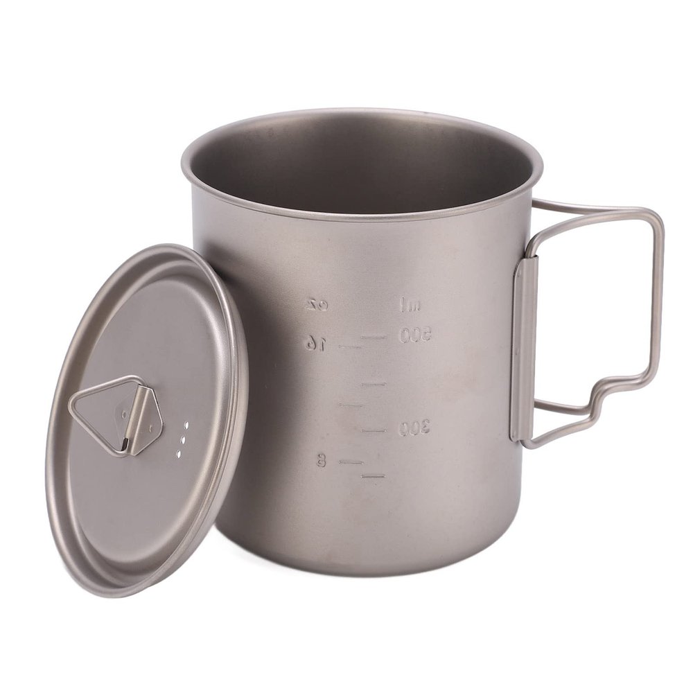 Pilipane 750ml Outdoor Titanium Water Mugs with Folding Handles,Beer Mug, Portable Camping Titanium Water Cup, Shatterproof Tea Cups, Travel Camping Mugs for Home Restaurest, Outdoor Titanium Water M