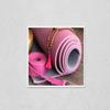 HardPress Wall Art Poster Print of Yoga Mat, Wooden Mala Beads,Yoga Strap and a Tibetan Bowl on Wooden Background. Essential Accessories for Practice Yoga and Meditation. Copy Space view 1