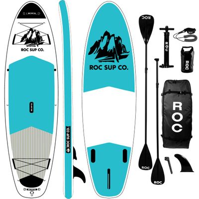 Roc Inflatable Stand Up Paddle Boards with Premium SUP Paddle Board Accessories, Wide Stable Design, Non-Slip Comfort Deck for Youth & Adults (Teal)