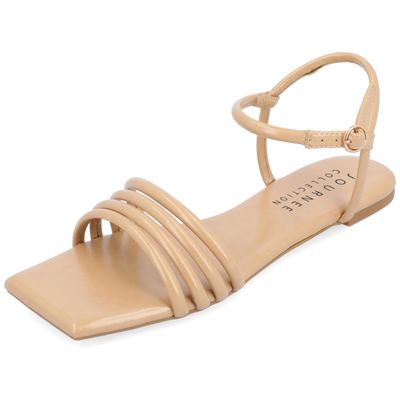 Journee Collection Womens Lyddea Faux Leather Ankle Strap Tan 8.5 Medium (B,M)