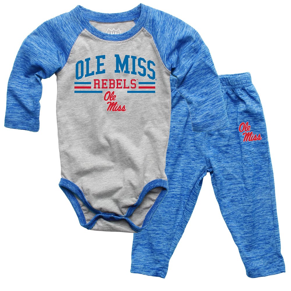Wes and Willy Baby Sports Fan Ole Miss Rebels One Piece and Pant Set 18M