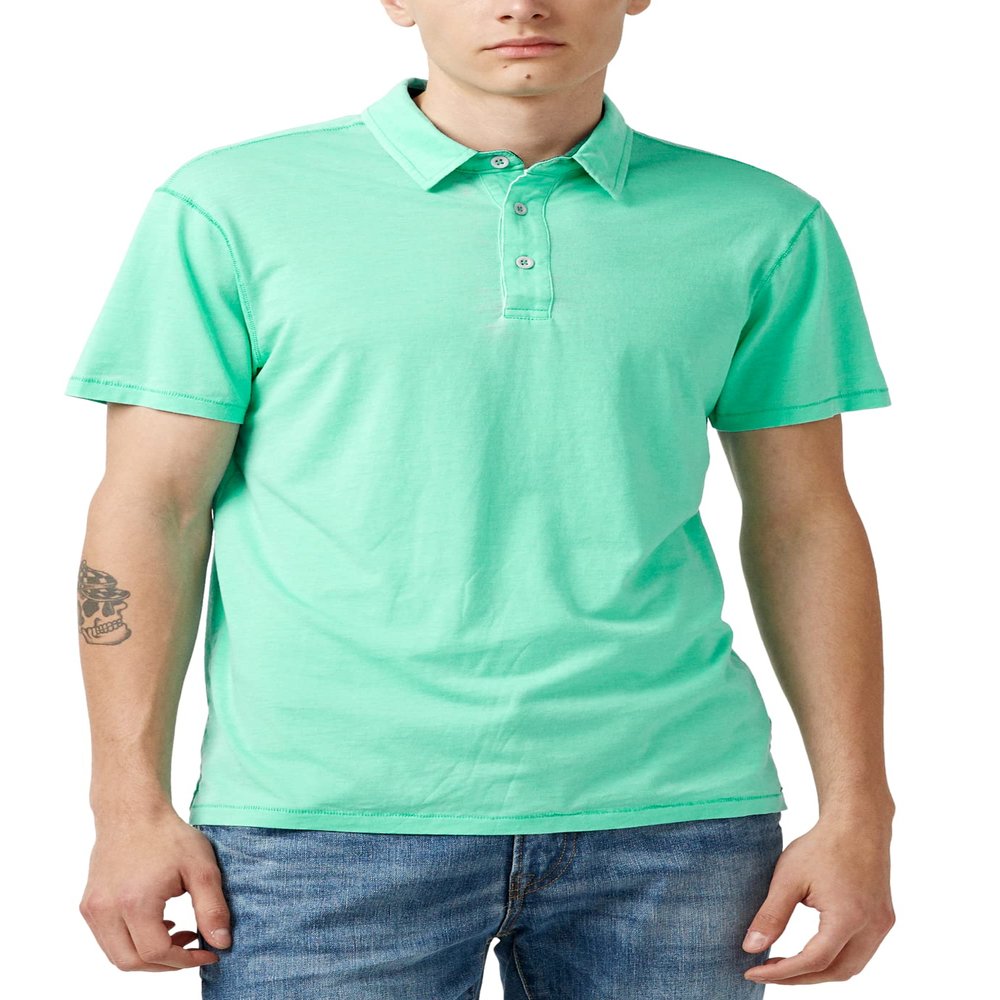 Buffalo David Bitton Mens Short-Sleeve Knit Polo Shirt, Medium, Cockatoo S23