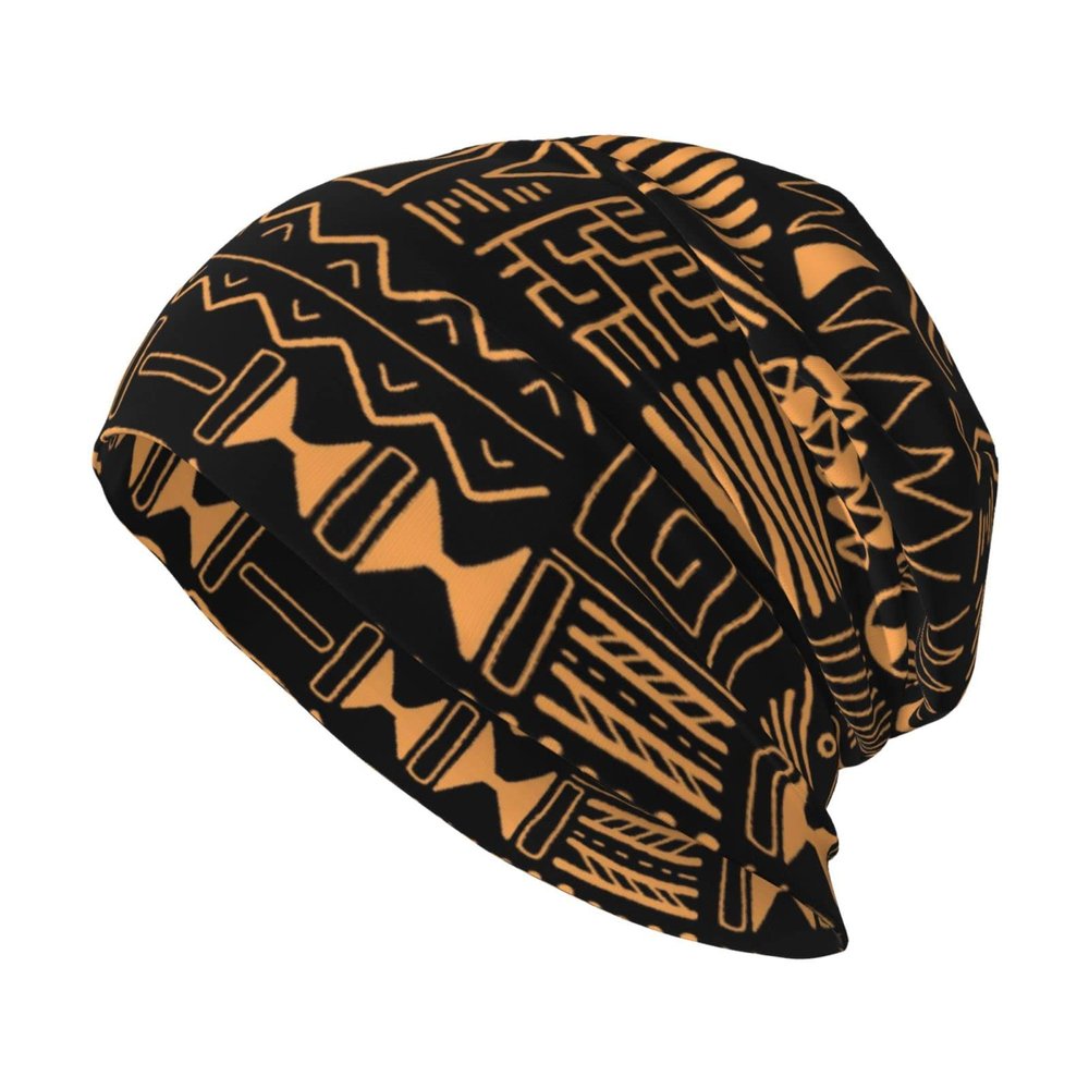 African Tribal Abstract Pattern Slouchy Beanie Hat Loose Stretch Knit Skull Beanie Cap Headgear Gifts for Men Women Teens Multi