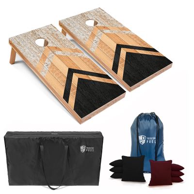 Tailgating Pros Lightweight Cornhole Boards - 4'x2' Modern Wooden Designs Cornhole Game w/Carrying Case & Set of 8 Corn Hole Bean Bags w/Tote