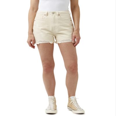 Buffalo David Bitton Women's Joanna Super High Rise Denim Shorts, Turtledove, 30