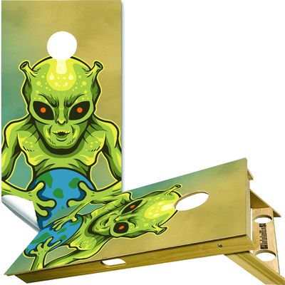 Beerpongtoss Cornhole Board Wraps, Cornhole Decals and Wraps for Boards (Set of 2) - Transform Your Cornhole Game with Our Durable Board Wraps (Alien World)