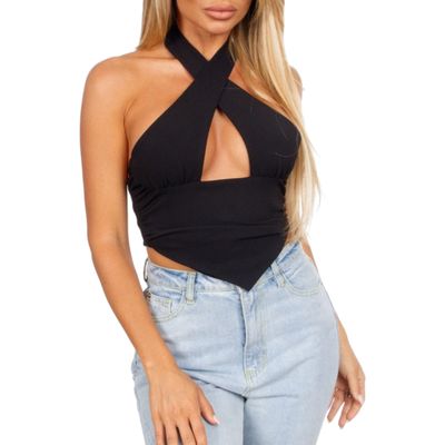 Downtown Dolls Women's Halter Corset Top (as1, alpha, l, regular, regular, Mocha)