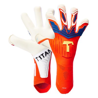T1TAN Alien Gravity Red 2.0 - Soccer Goalie Gloves - Mixed Cut and 4mm Gecko Grip - Size 7