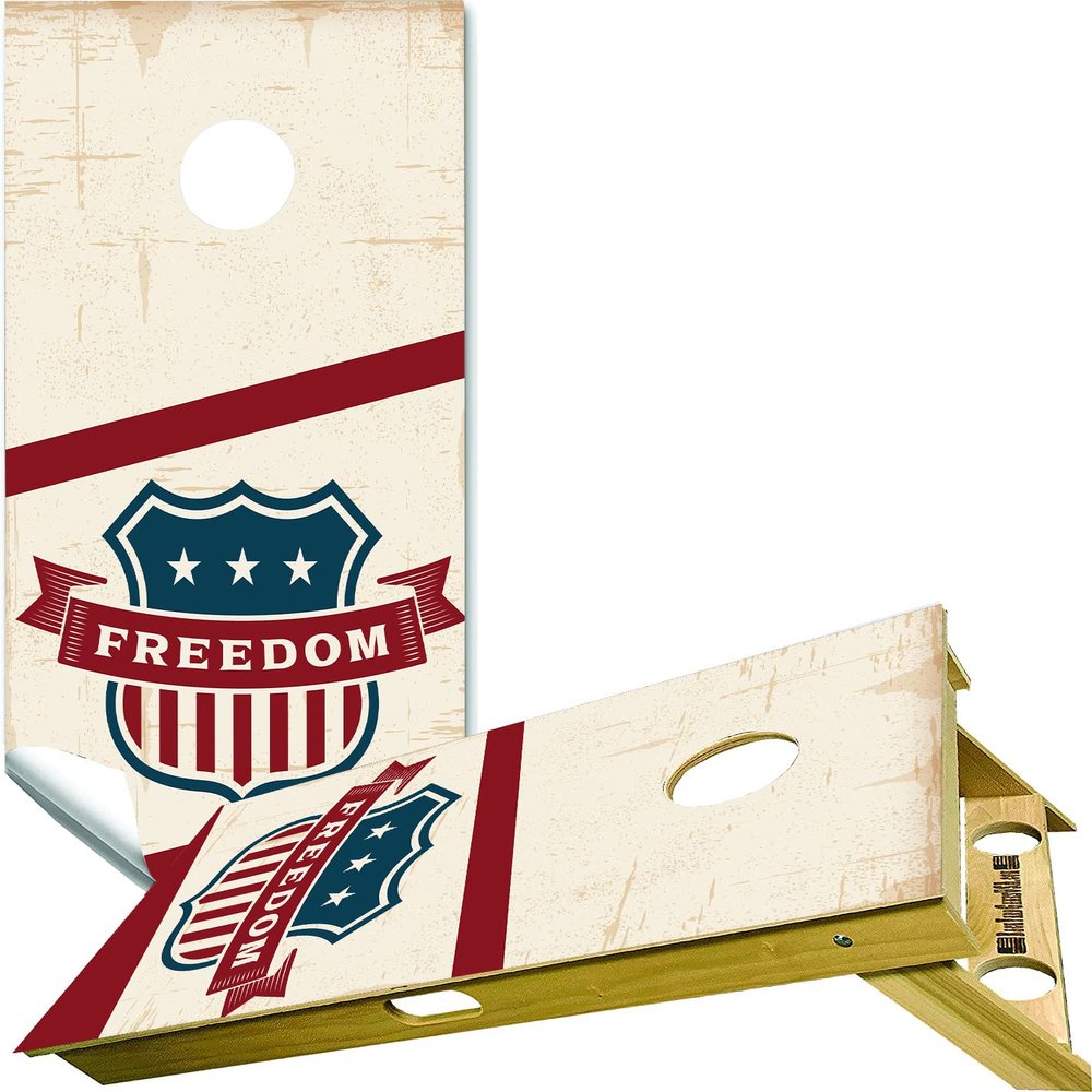 Beerpongtoss Cornhole Board Wraps, Cornhole Decals and Wraps for Boards (Set of 2) - Transform Your Cornhole Game with Our Durable Board Wraps (Freedom)