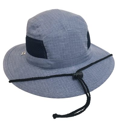 Broner Cotton Outdoor Sun Hat with Side Mesh Panels and Floatable Brim, Stone Wash Blue, Small