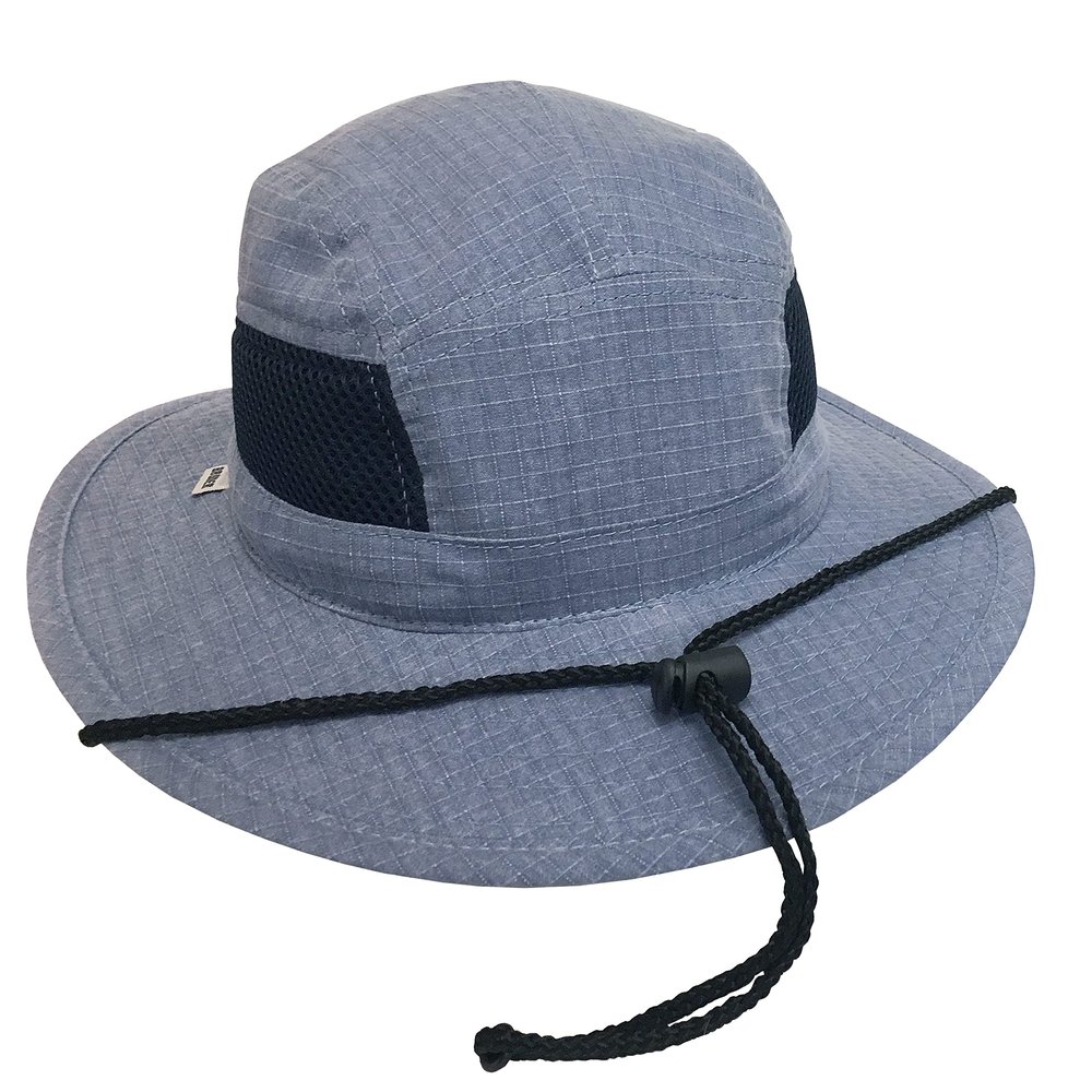 Broner Cotton Outdoor Sun Hat with Side Mesh Panels and Floatable Brim, Stone Wash Blue, Small