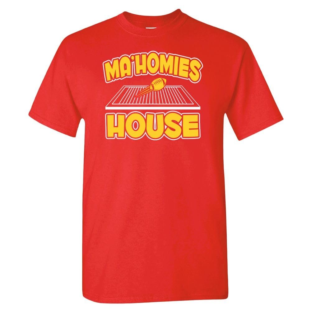 Ma'homies House Men's Football Fan T-Shirt (Red T-Shirt, 2XL)
