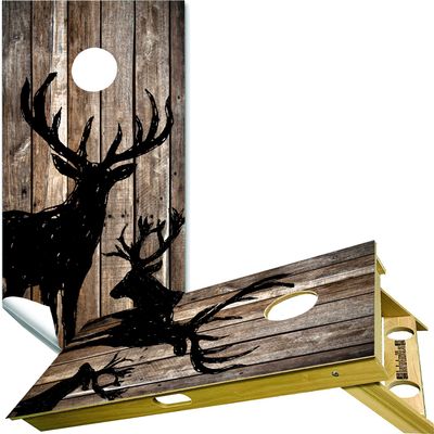Beerpongtoss Cornhole Board Wraps, Cornhole Decals and Wraps for Boards (Set of 2) - Transform Your Cornhole Game with Our Durable Board Wraps (Drawing 2 Deer)