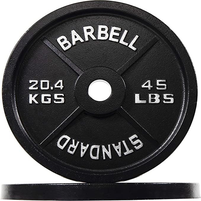 Barbell Cast Iron Plate Weight Plate Set for Strength Training, Weightlifting and Crossfit, 2-Inch, Standard.