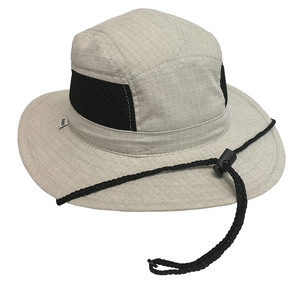 Broner Cotton Outdoor Sun Hat with Side Mesh Panels and Floatable Brim, Pebble, XL