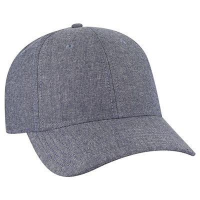 Ashen Fane 6 Panel Structured Low Profile Superior Cotton Twill Basic Baseball Hat, Chambray Navy
