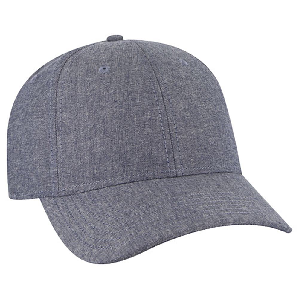 Ashen Fane 6 Panel Structured Low Profile Superior Cotton Twill Basic Baseball Hat, Chambray Navy
