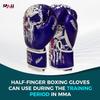 Spall Pro US MMA, Kickboxing, Muay Thai Boxing Leather Gloves for Men & Women - Born to Fight Blue - 6 OZ view 2