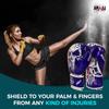 Spall Pro US MMA, Kickboxing, Muay Thai Boxing Leather Gloves for Men & Women - Born to Fight Blue - 6 OZ view 4