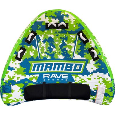 RAVE Sports Mambo Navy Inflatable Boat Towable Tube, 1-3 Riders, Wing Shape for Fast Rides, Durable Cover, Foam-Filled Reinforced Handles, Quick Connect Tow Point, Holds 510 lbs