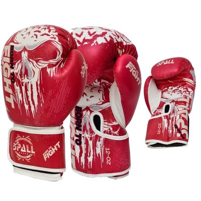 Spall Pro US MMA, Kickboxing, Muay Thai Boxing Leather Gloves for Men & Women - Born to Fight Red - 6 OZ