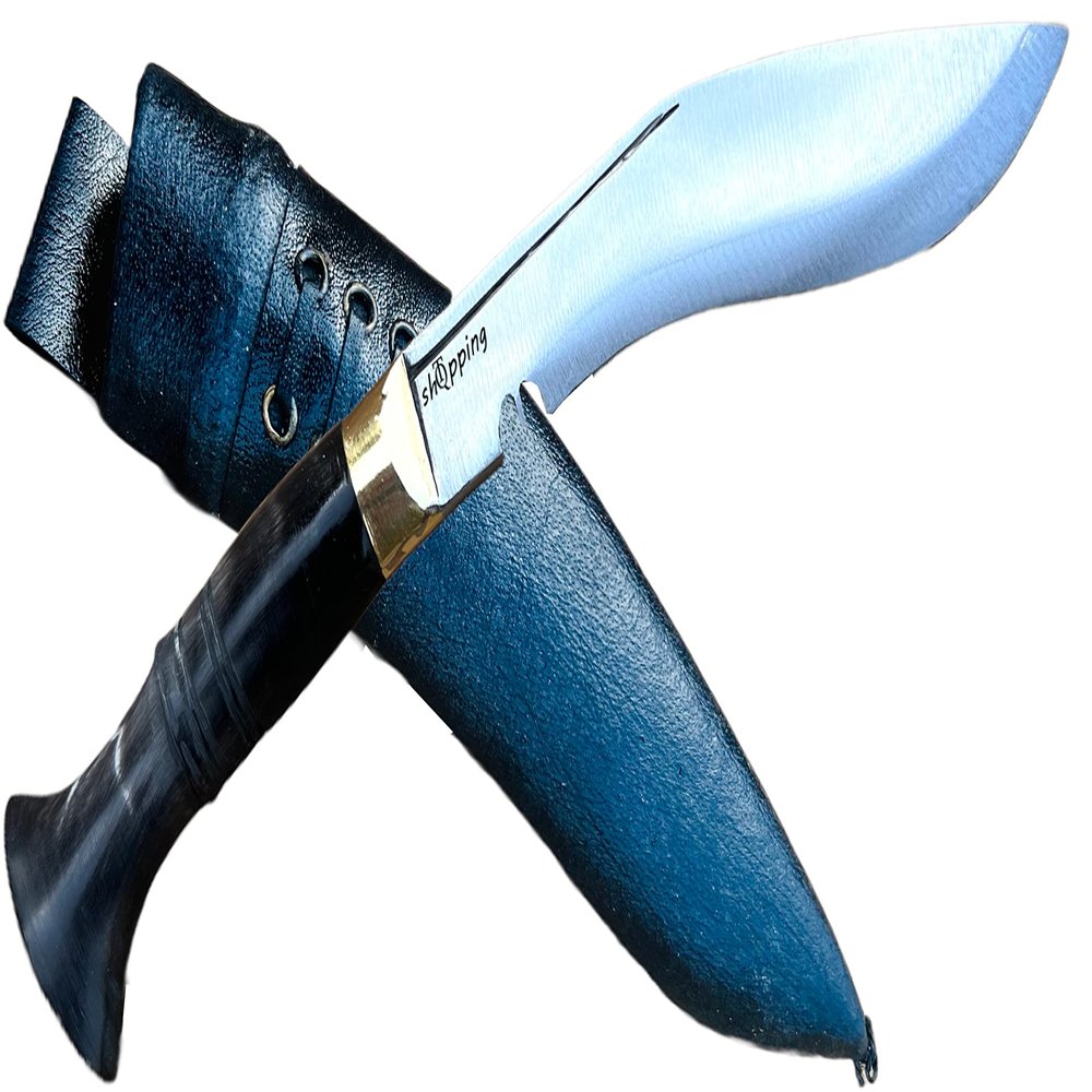 QT Kukri Knife Overall 11 IN Bilton Horn 5.25 IN Fixed Blade Full Tang Gurkha Kukri Khukuri Bone Handle & Leather Sheath | Hand-Hammered In Nepal
