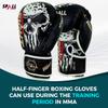 Spall Pro US MMA, Kickboxing, Muay Thai Boxing Leather Gloves for Men & Women - Born to Fight Black - 6 OZ view 3