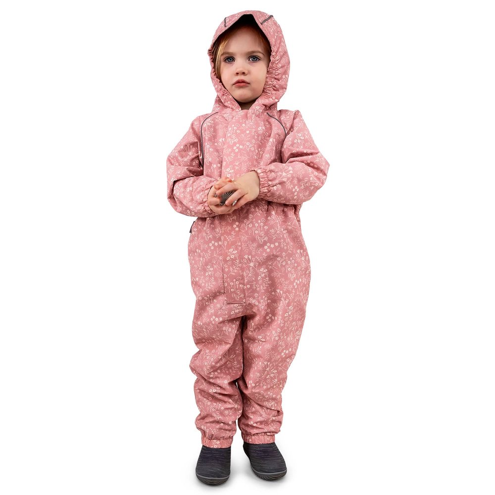 JAN & JUL Girls' Waterproof Rain Suit, Breathable One Piece Coveralls for Kids (Prairie Flowers, Size 5T)