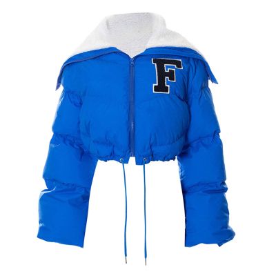 tuduoms Women's Cute Cropped Zip Up Puffer Jacket Sherpa Collar Lightweight Quilted Short Bubble Coat Stylish Y2k Puffy Coat