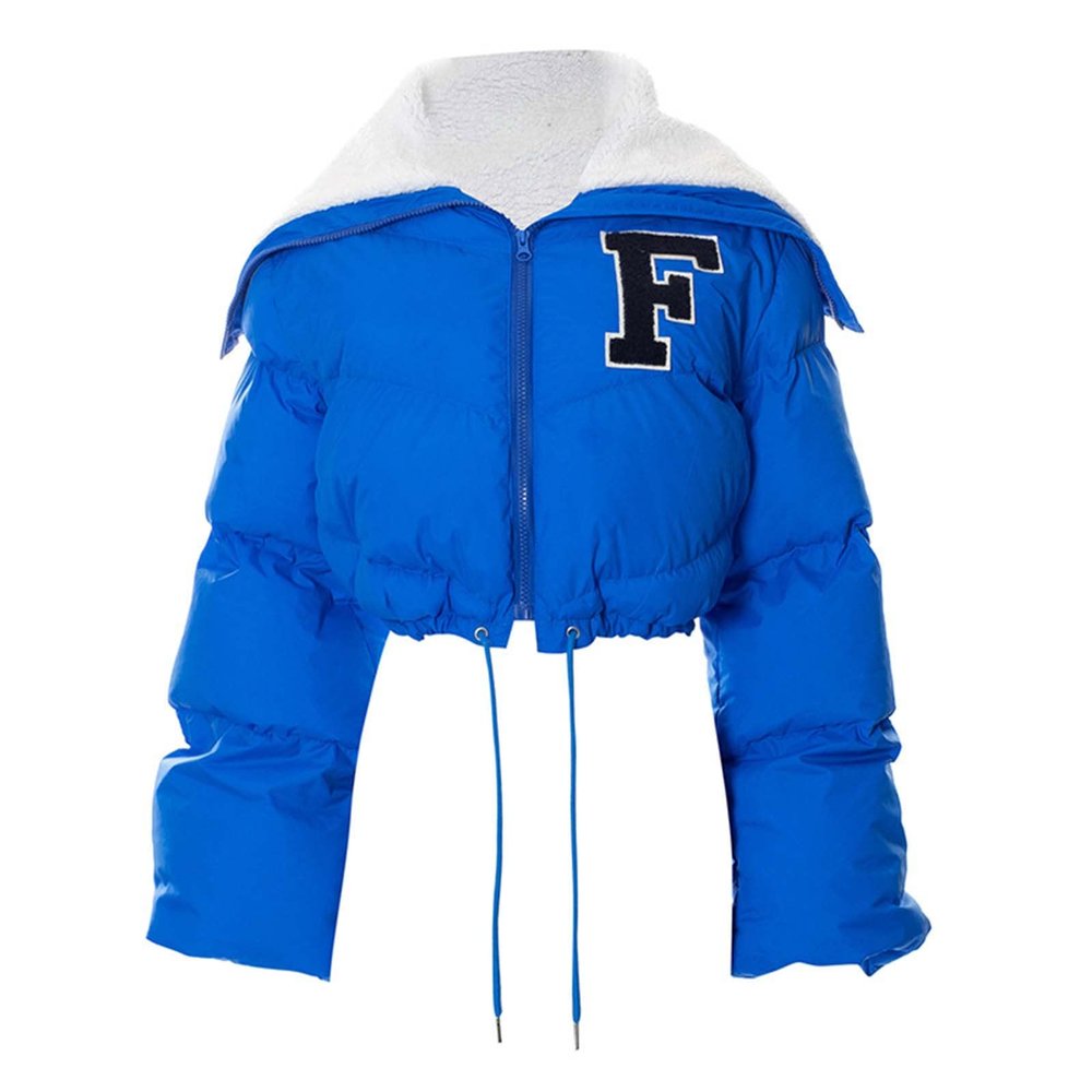 tuduoms Women's Cute Cropped Zip Up Puffer Jacket Sherpa Collar Lightweight Quilted Short Bubble Coat Stylish Y2k Puffy Coat