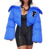 tuduoms Women's Cute Cropped Zip Up Puffer Jacket Sherpa Collar Lightweight Quilted Short Bubble Coat Stylish Y2k Puffy Coat view 3