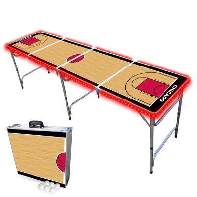 8-Foot Professional Beer Pong Table w/LED Lights - Chicago Basketball Court