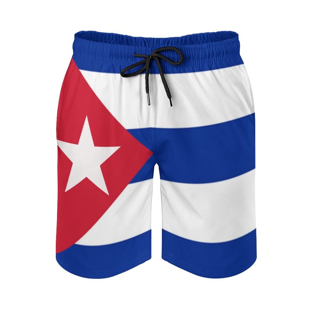 Cuban Flag Men's Summer Swim Trunks Quick Dry Surf Beach Trunks Swimsuit Shorts with Mesh Lining