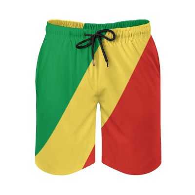Congo Flag Men's Summer Swim Trunks Quick Dry Surf Beach Trunks Swimsuit Shorts with Mesh Lining