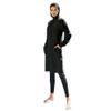 Full Body Womens Muslim Swimsuits with Hijab Modest Islamic Arabic Swimwear Burkini Long Sleeve Muslim Dress Tops Pants Swim Bathing Suits Sunsuit UV Protection Rash Guard Sets Black Solid Color b S view 1