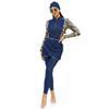 Muslim Swimsuits for Women with Hijab Modest Islamic Arabic Swimwear Burkini Full Coverage Long Sleeve Bathing Suit Women's Swimwear Bodysuits Top Pant Skirts Rashguard Sets Navy Blue Yellow XL view 1
