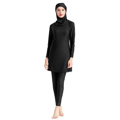 ODIZLI Women Modest Muslim Swimsuits Islamic Arabic Swimwear Burkini Tankini Sets Womens Long Sleeve Top Pants with Hijab Swim Cap Wetsuit 3 Piece Rashguard Surfing Beachwear Bathing Suits Black S