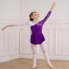 JEATHA Kids Girls Figure Ice Skating Dress Leotard Gymnastics Long Sleeve Color Block Mesh Rhinestones Dance Costume Purple E 8 Years view 3