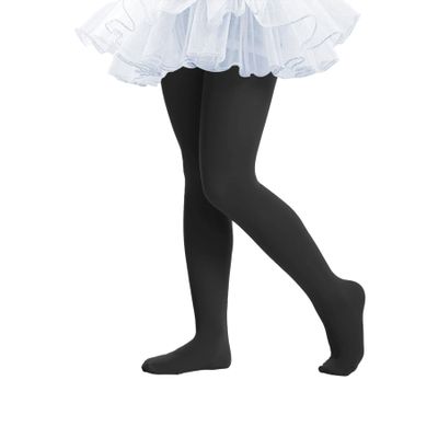 Ultra Soft Ballet Tights - Breathable, Opaque, Footed, Warm & Thick - Toddler Girls Dance Tights, Stockings, Black, 12-14 Years