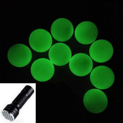 Aolowewin 10x Glow in The Dark Golf Balls, Fluorescent Luminous Balls, Night Practice Golf Ball, Inner no LED, Light Up for 20-30 Minutes, with 1x UV Flashlight (11)